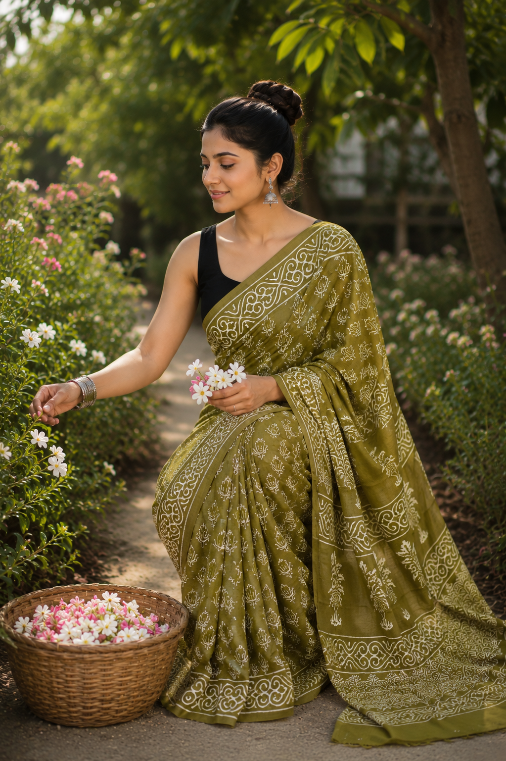 Hand Block Print Cotton Mul Saree