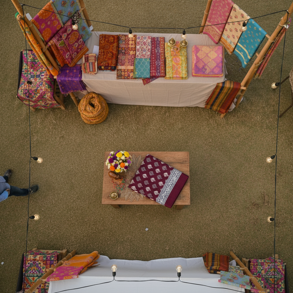 Maroon Saree Weekend Market Top View